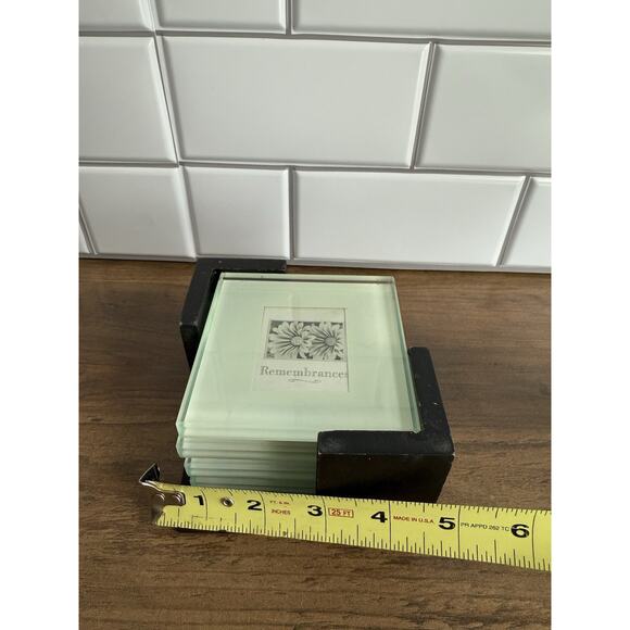 Photo Glass Coaster Set w/ Inserts & Holder set of 4 - Picture 9 of 9